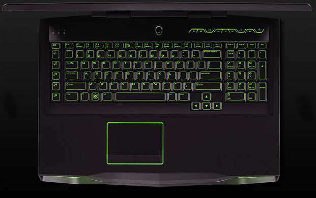 18型「ALIENWARE M18x」の光るキーボードのイメージ