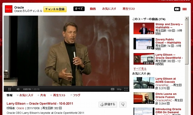 基調講演で「Oracle Public Cloud」を発表したラリー・エリソン氏（同社YouTubeチャンネルより）