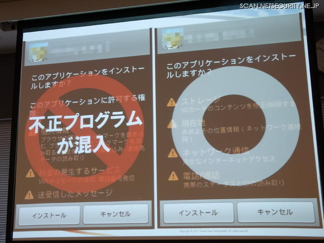 左側に不正プログラムが混入