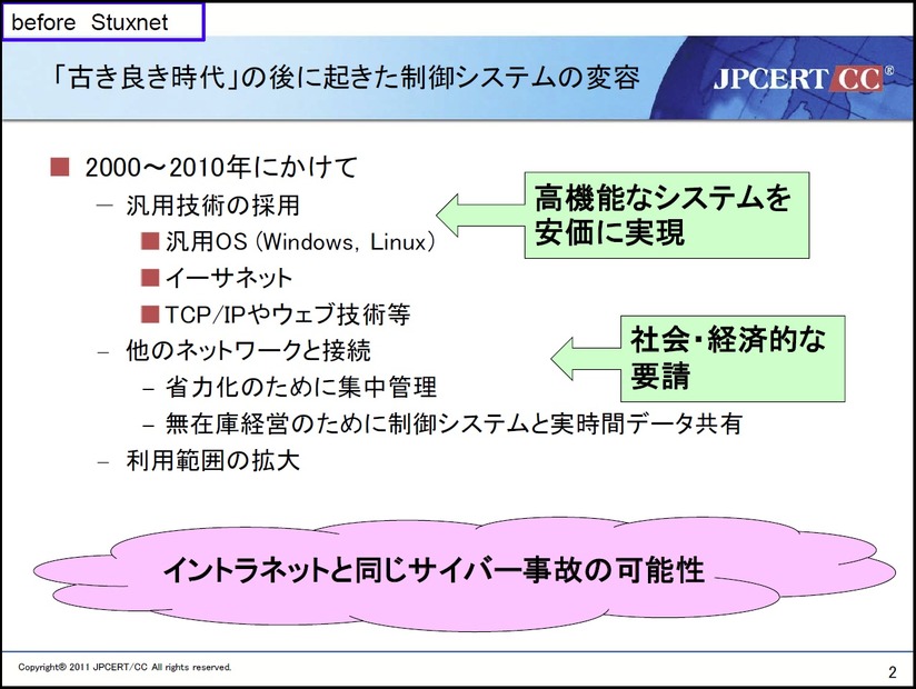 2000年以降、社会情勢の変化が制御システムを取り巻く状況が変わってくる