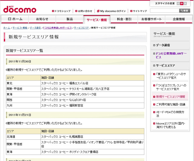 Mzone 新規サービスエリア情報