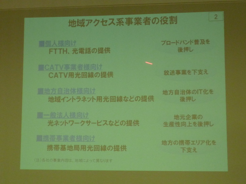 地域アクセス系事業者の役割