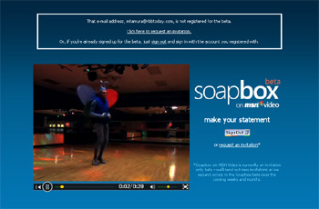 　MSNは9月18日に米国において、「Soapbox on MSN Video」のマネージド ベータ版（英語版）の提供を開始したことを発表した。