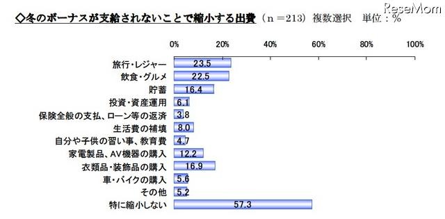 冬のボーナスが支給されないことで縮小する出費