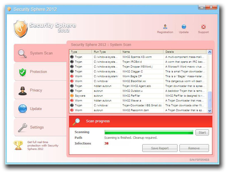 図1：偽セキュリティソフト「Security Sphere 2012」