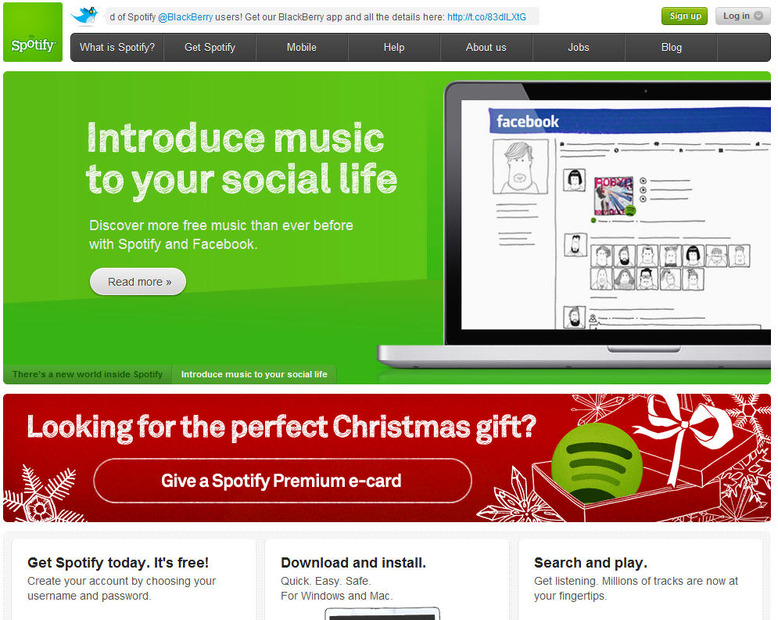 SpotifyのWebサイト