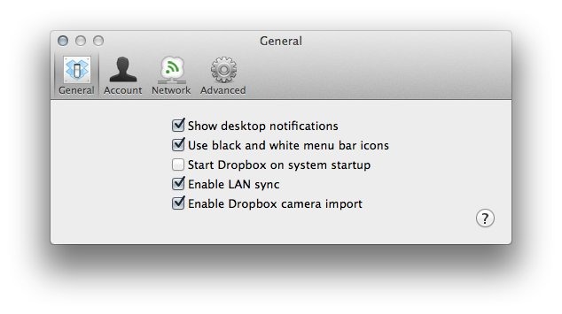 一番下に「Enable Dropbox camera inport」という項目がある