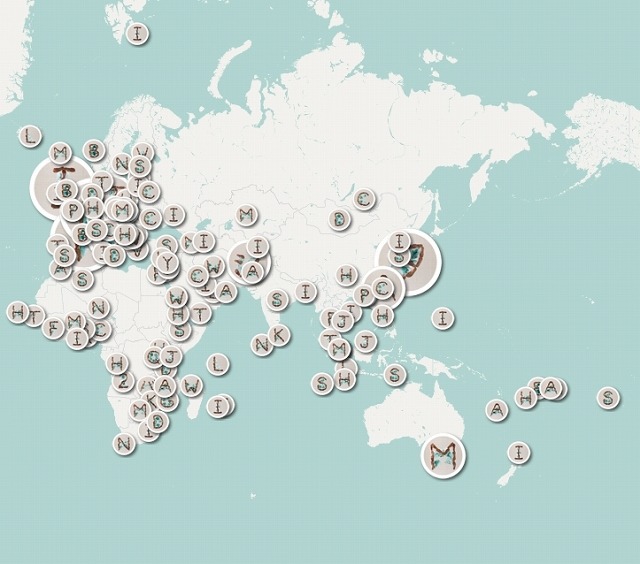 世界の新年メッセージを地図上に配置した「Global Gallery」