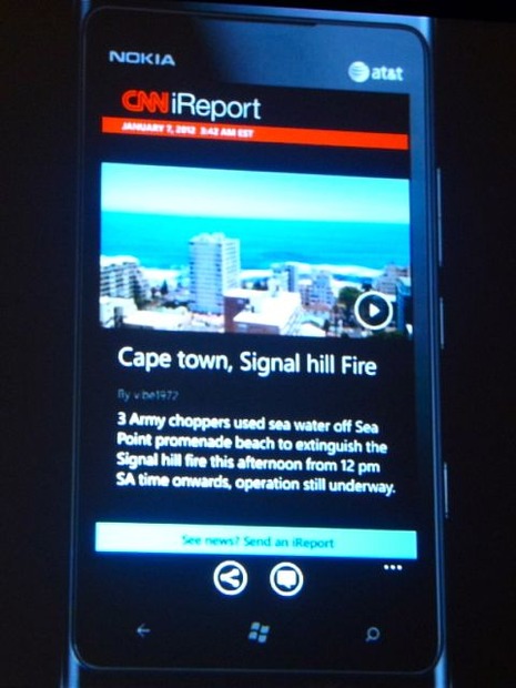 ESPNとCNNがLumia 900向けにアプリを提供。Windows Phoneを意識した統一感のあるUIとなっている