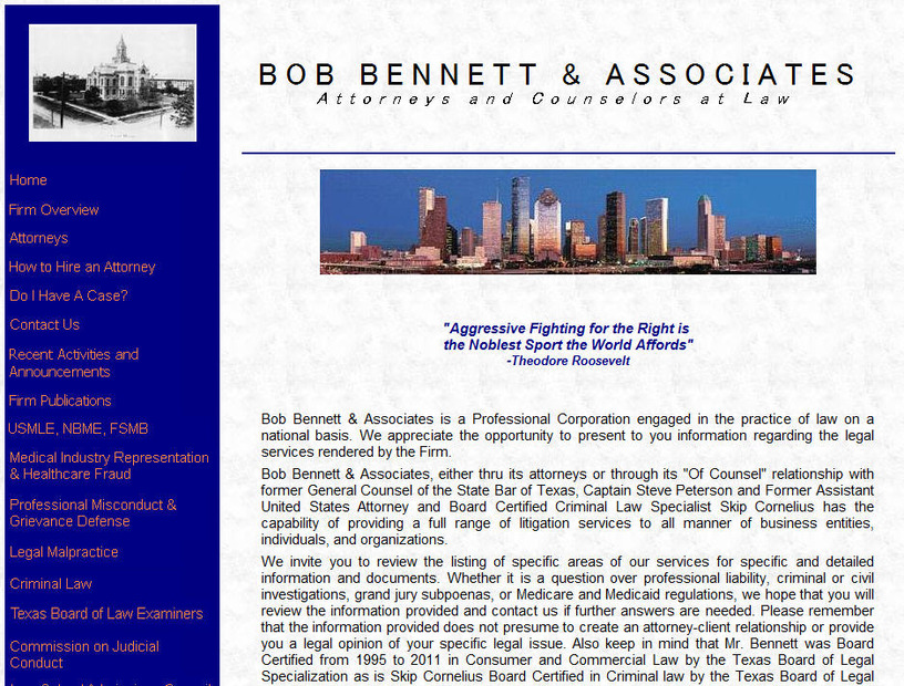 ロバート・ベネット弁護士の事務所のウェブサイト。
