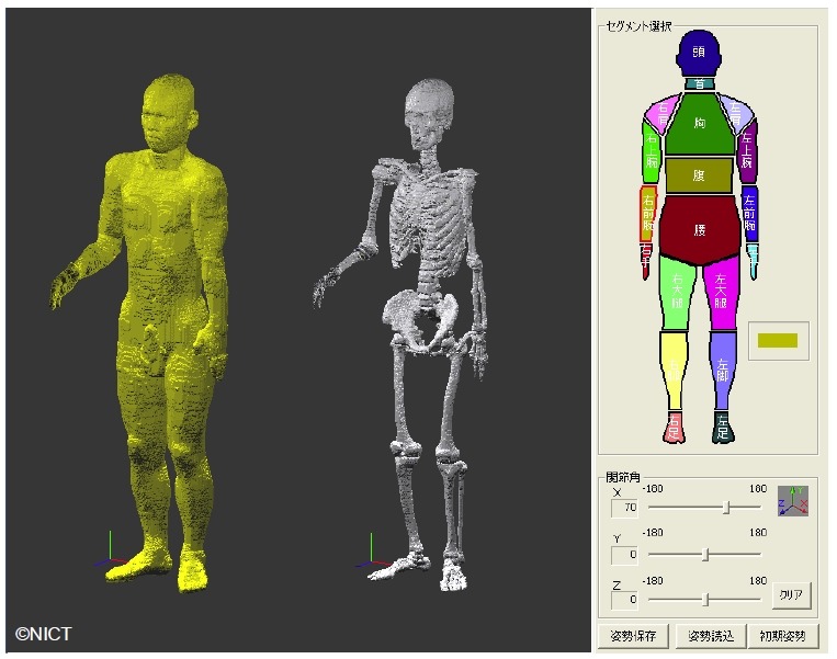 ポーズ（姿勢）変更ソフトウェアの操作画面