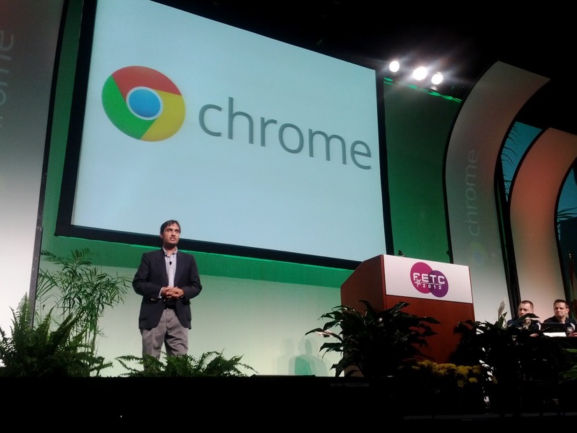 基調講演でChromeについて発表するRajen Sheth氏