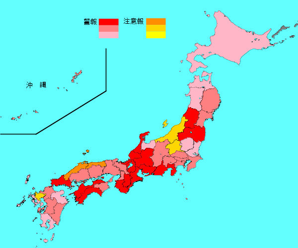 インフルエンザ流行レベルマップ