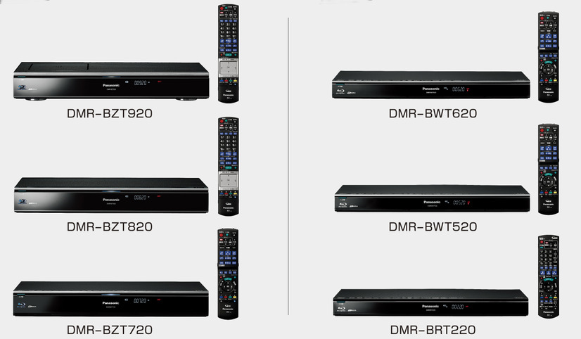 「スマートディーガ」の「DMR-BZT920/BZT820/BZT720」と「ブルーレイディーガ」の「DMR-BWT620/BWT520/BRT220」