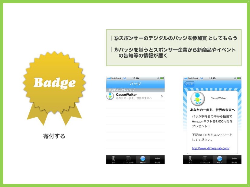 スポンサー企業からバッジを獲得
