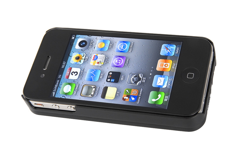 「BSKBB12BK（ブラック）」にiPhoneを装着しキーボードを収納したイメージ（iPhoneは別売）