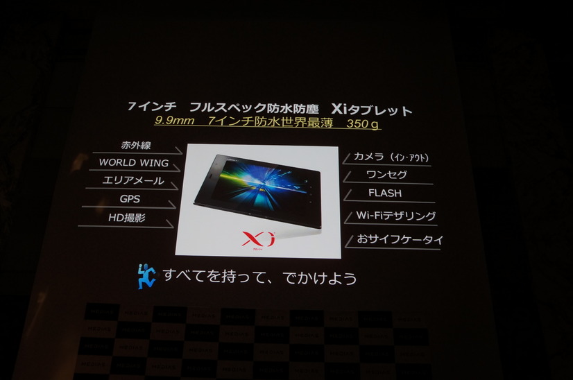 7インチ防水Xiタブレット「MEDIAS TAB N-06D」