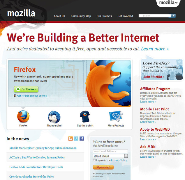 Mozillaのウェブサイト