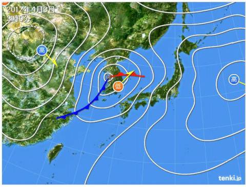 3日午前3時の天気図