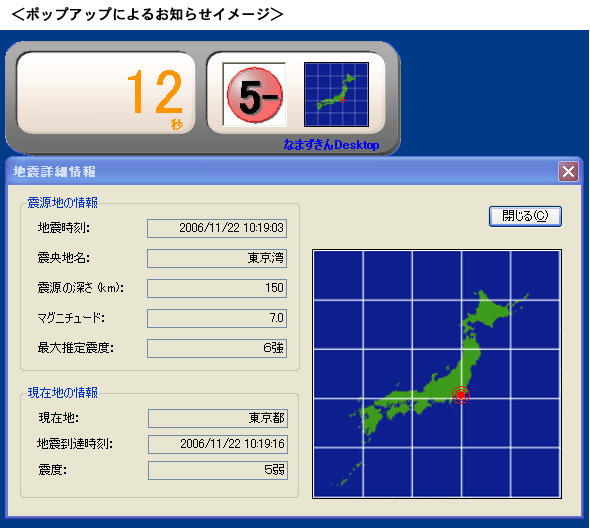 ポップアップによるお知らせイメージ