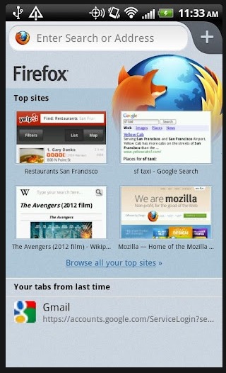 新しいAndroid版Firefox（英語版）