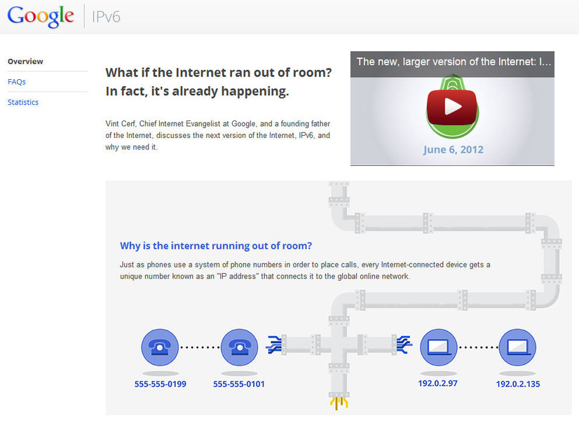 GoogleのIPv6関連情報サイト