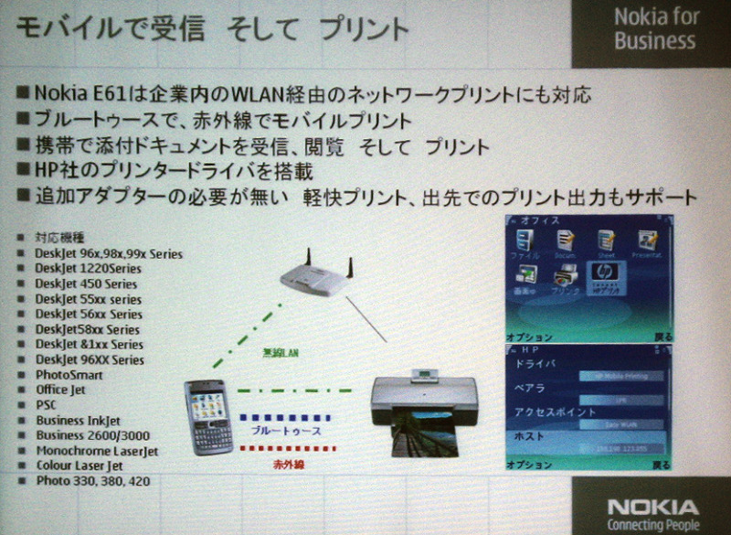 WLAN経由のネットワークプリント、およびBluetoothによるモバイルプリントが可能