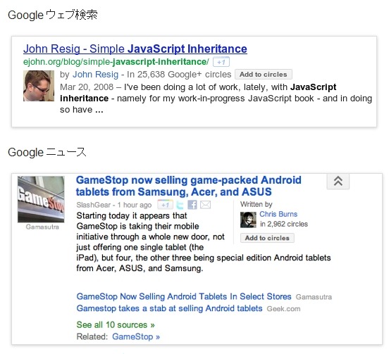 Googleウェブ検索、Googleニュースでの著者情報表示