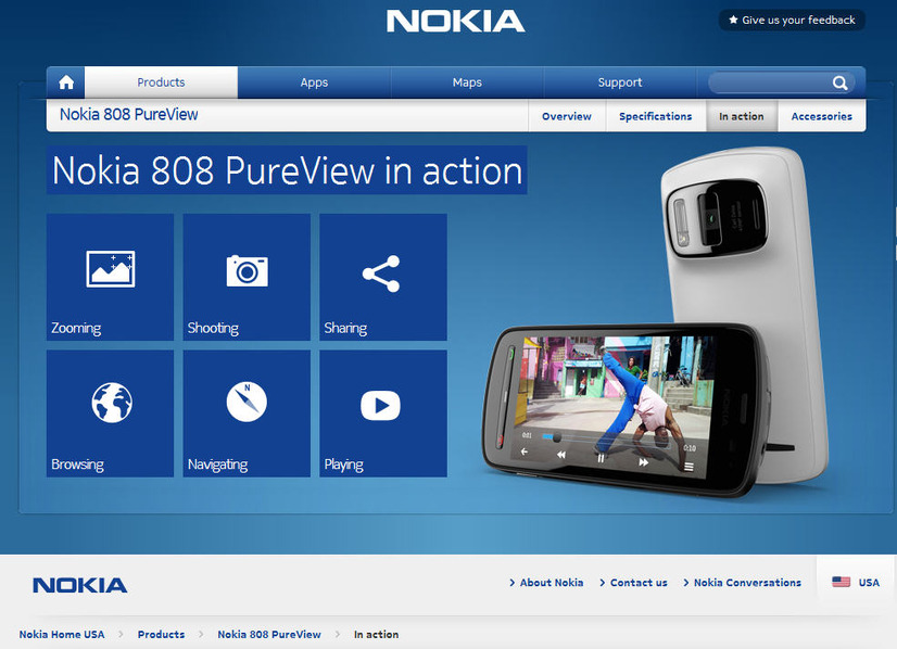 808 PureViewの製品ページ