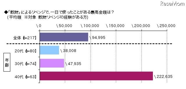 散在リベンジの1日の最高使用金額