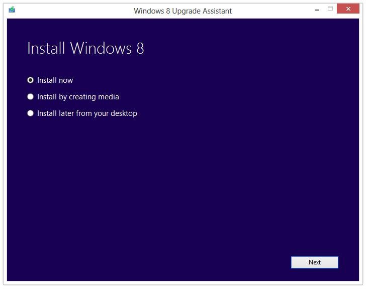 Windows 8 Upgrade Assistantによるアップグレードの操作画面