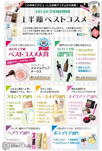 2012年@cosme上半期ベストコスメ