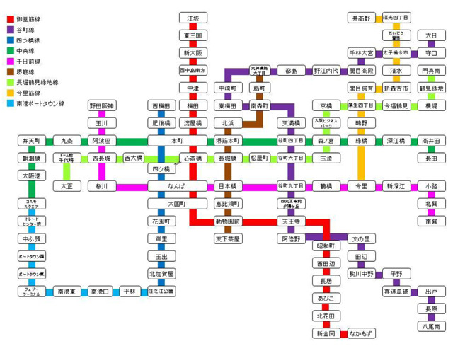 大阪市営地下鉄路線図