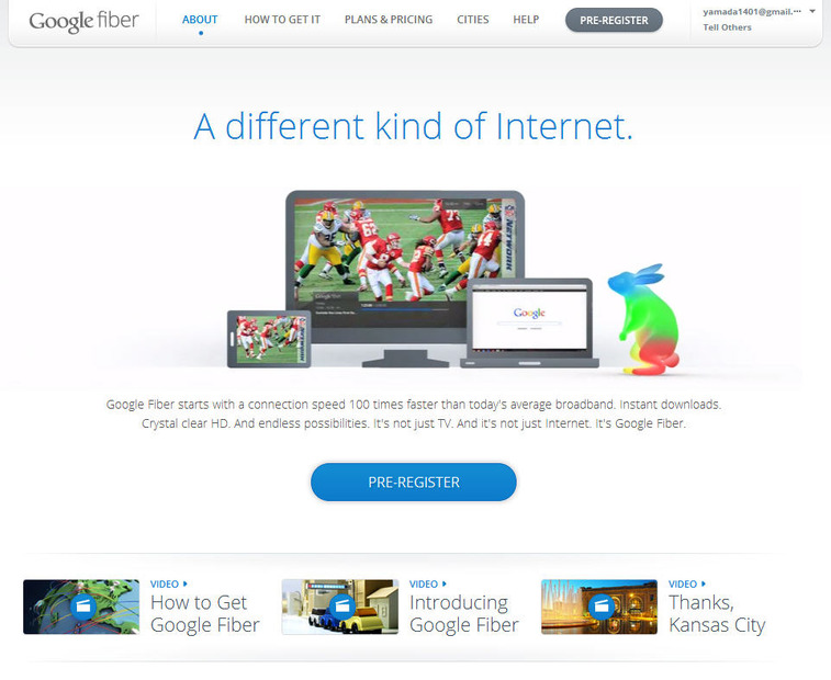 Google FiberのWebサイト