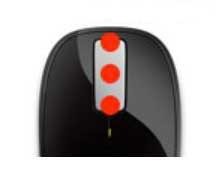 「Sculpt Touch Mouse」のタッチスクロールストリップのボタン操作のイメージ