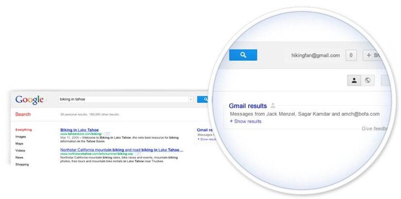 自分のGmailからの検索が可能になった