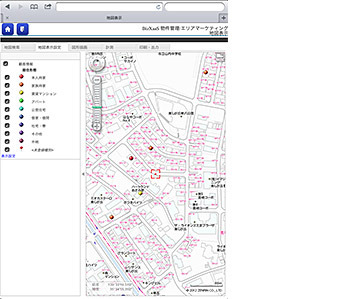 「BizXaaS顧客管理」の操作画面（タブレット表示）