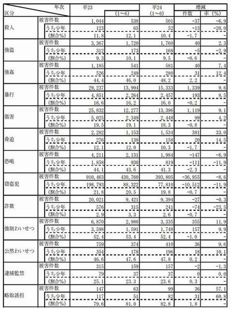 罪種別被害状況
