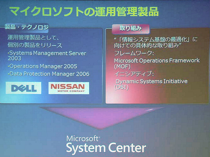 　マイクロソフトは27日、企業向けITシステム運用管理製品群「System Center」の本格出荷に向けて、各製品のロードマップと位置づけについて発表した。