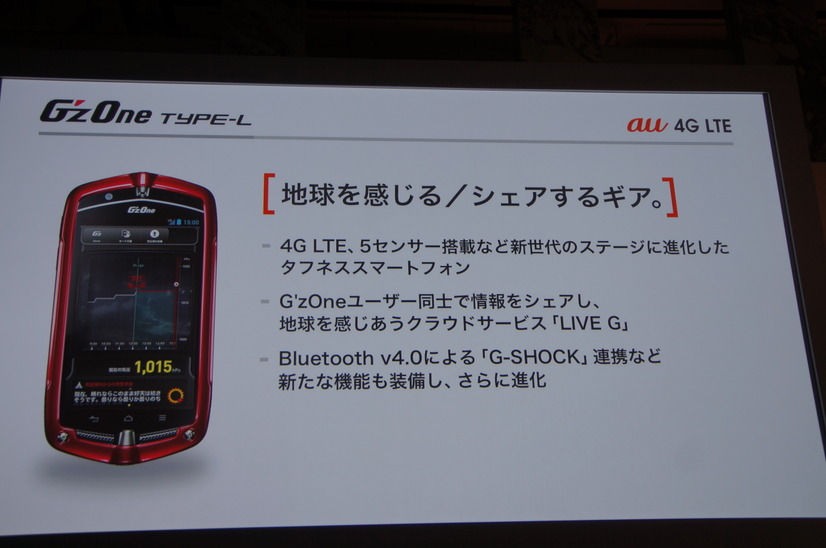 【au 2012冬モデル】5センサー搭載、オリジナルクラウドサービス対応のタフネススマホ「G'zOne TYPE-L」