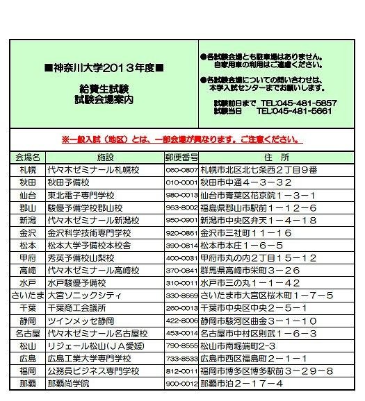 給費生試験会場