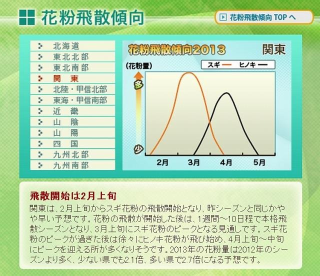 花粉飛散傾向・関東