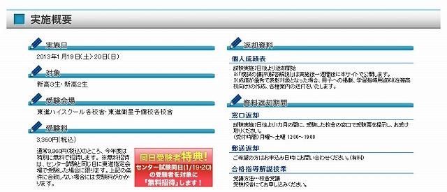 センター試験同日体験受験実施概要