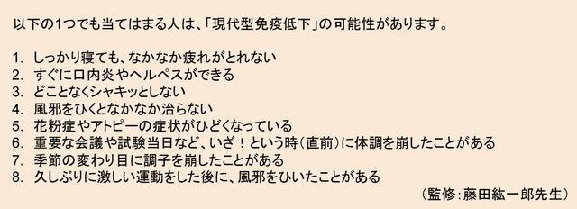 現代型免疫低下チェックシート