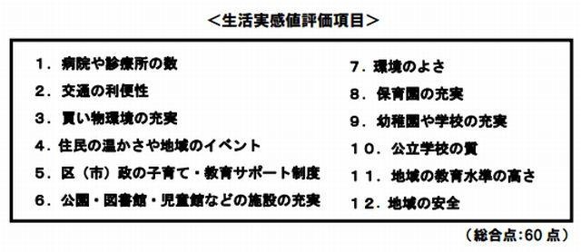 生活実感値評価項目