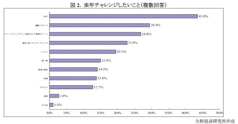 来年チャレンジしたいこと（複数回答）