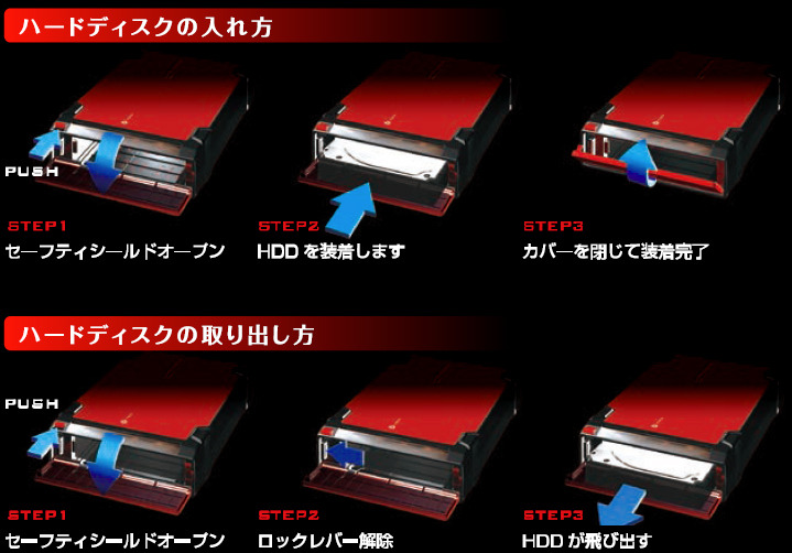 内蔵用HDDの着脱方法