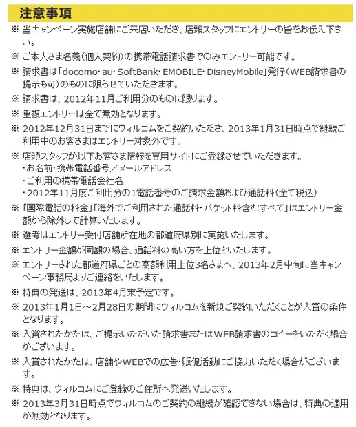 キャンペーンの注意事項