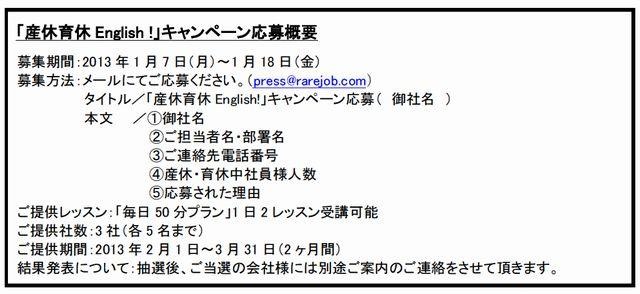 「産休育休English！」キャンペーン応募概要