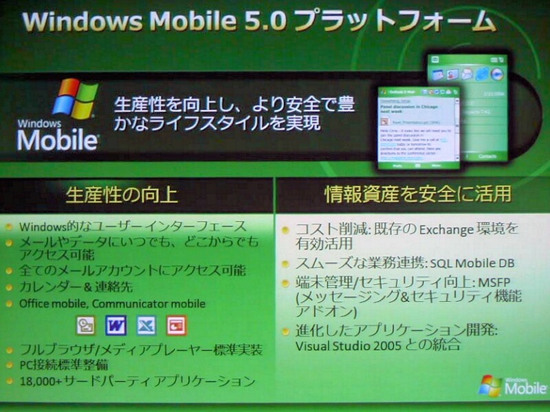 　マイクロソフトは13日、ウィルコム主催のプライベートイベント「WILLCOM FORUM & EXPO 2007」において、「Windows Mobileの最新ソリューション」と題したセッションを行った。